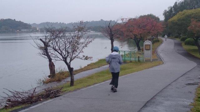 千波湖雨ジョグ