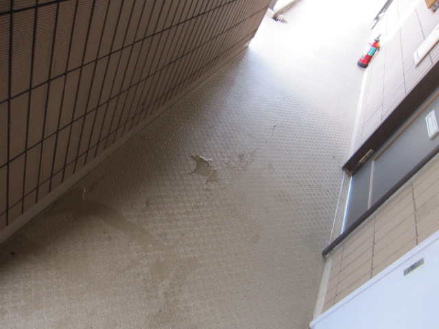 東京都世田谷区　４階建てマンション共用部清掃　各階通路床ポリッシャー洗浄　作業完了後　２